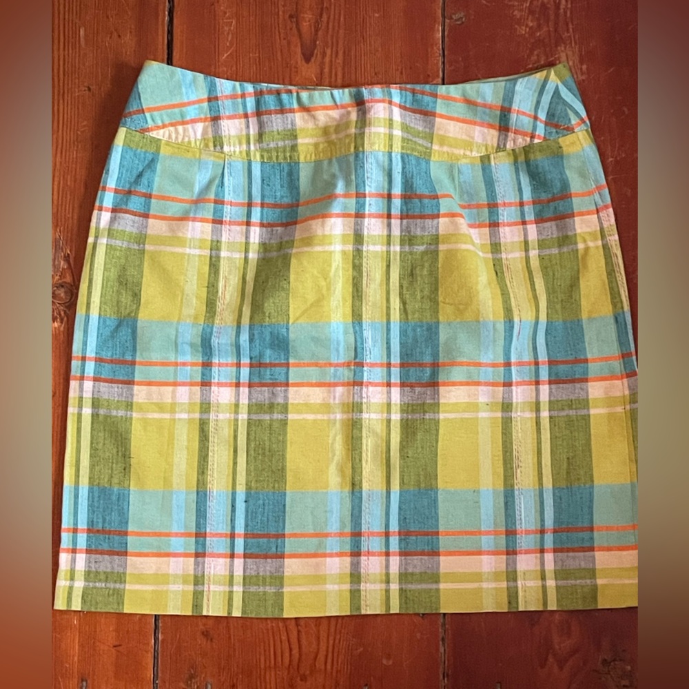 ITW plaid linen blend mini skirt, 10